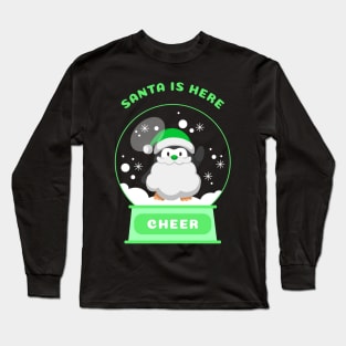 Santa Is Here Cheer Penguin (Green) Long Sleeve T-Shirt